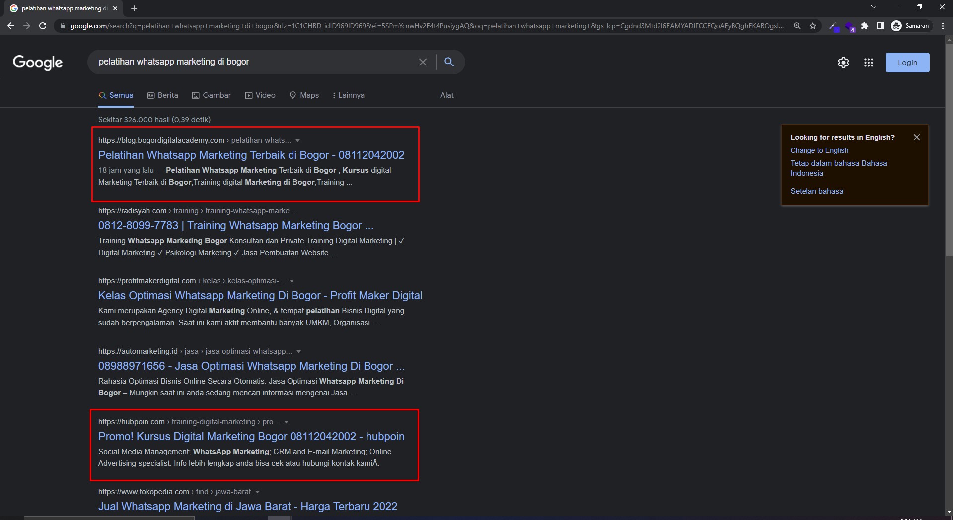 Optimasi Keyword Pelatihan Whatsapp Marketing di Bogor project preview